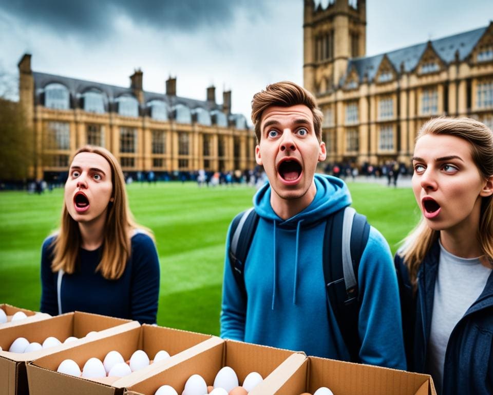 Britse studenten reageren op het eierenverbod