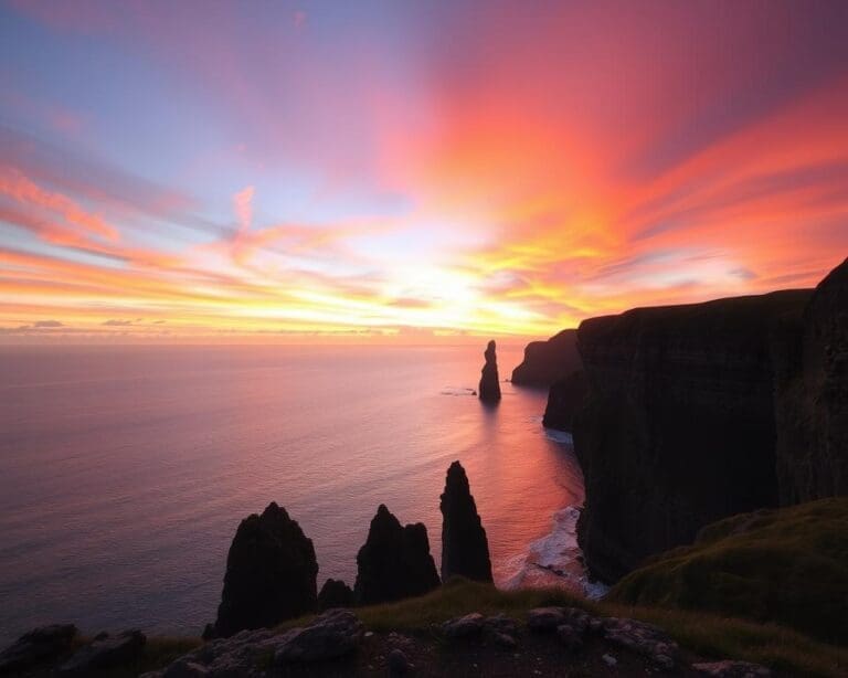 Bewonder de zonsondergang boven de kliffen van Moher