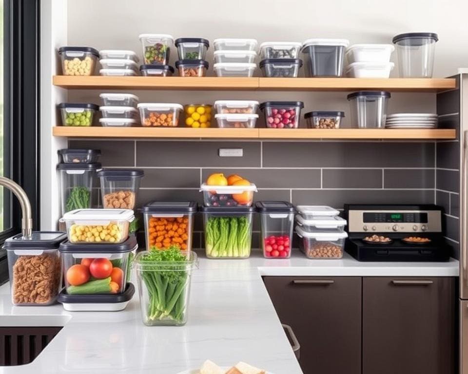 Herbruikbare bewaarbakjes voor een georganiseerde keuken