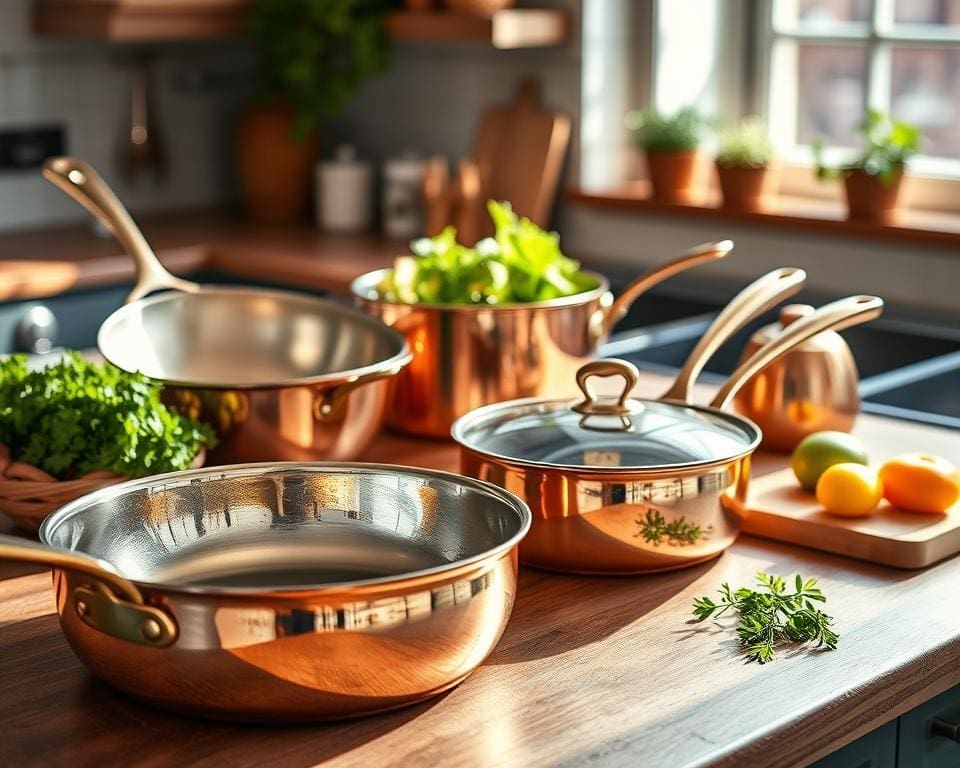 Luxe koperen pannen voor duurzame kookprestaties