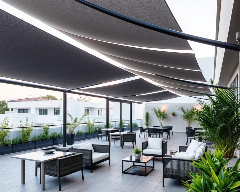 Moderne schaduwdoeken voor een stijlvol terras