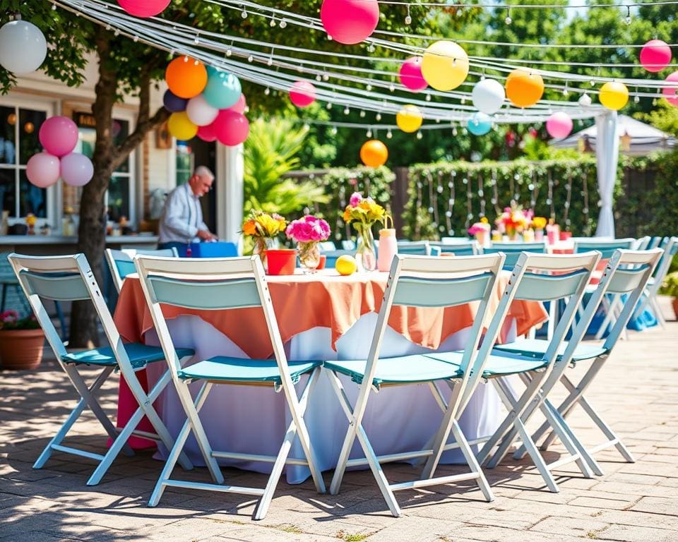 Opklapbare stoelen voor extra zitplaatsen bij feesten