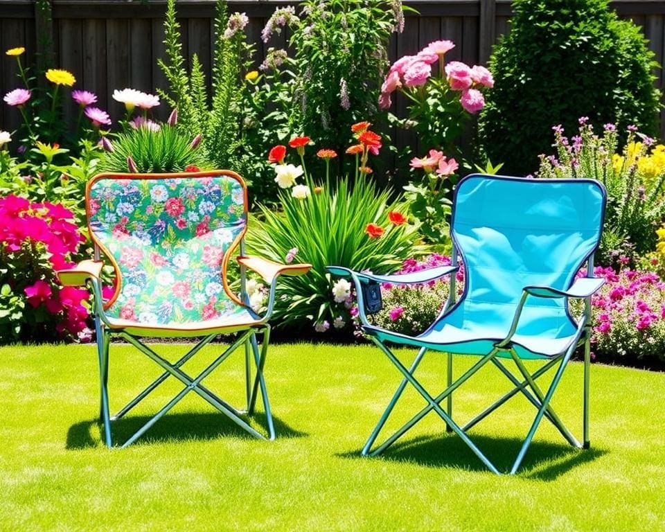 Opvouwbare terrasstoelen voor zomerse dagen in de tuin