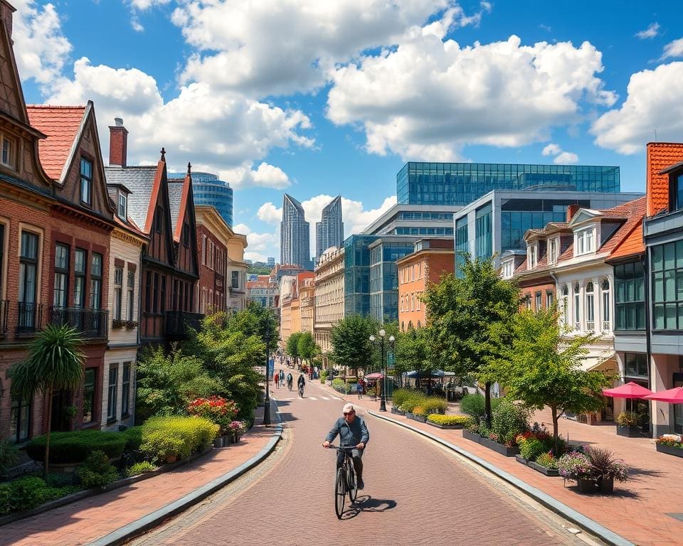Stadsfietstocht door historische wijken en moderne architectuur