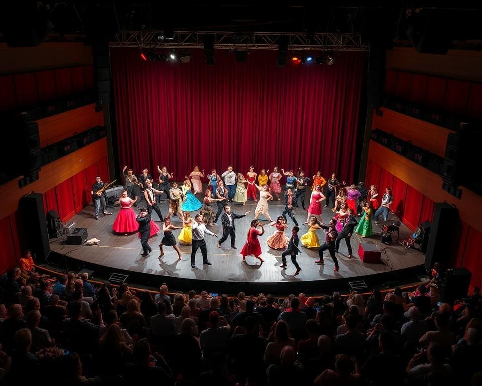 Theateroptreden met een mix van dans, muziek en toneel