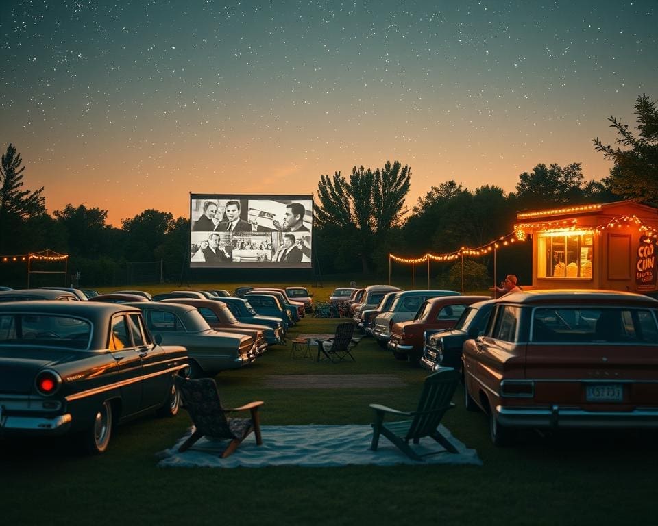 bioscoopuitje naar een drive-in bioscoop met klassiekers