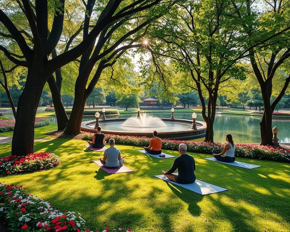 Parkwandeling met mindfulness en yoga sessies