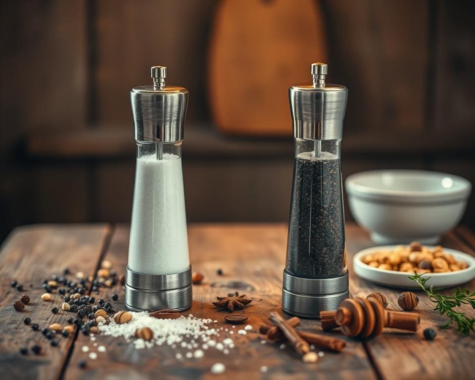 Peper- en zoutmolens voor een vleugje smaak op tafel