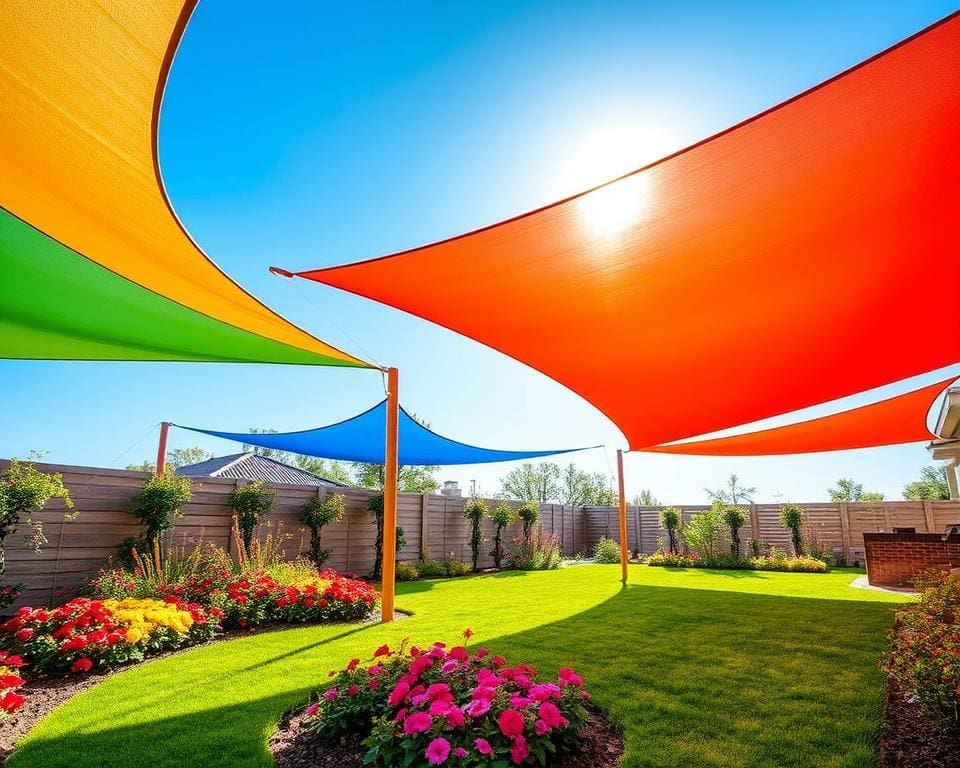 Zonneluifels voor bescherming tegen de zon in de tuin