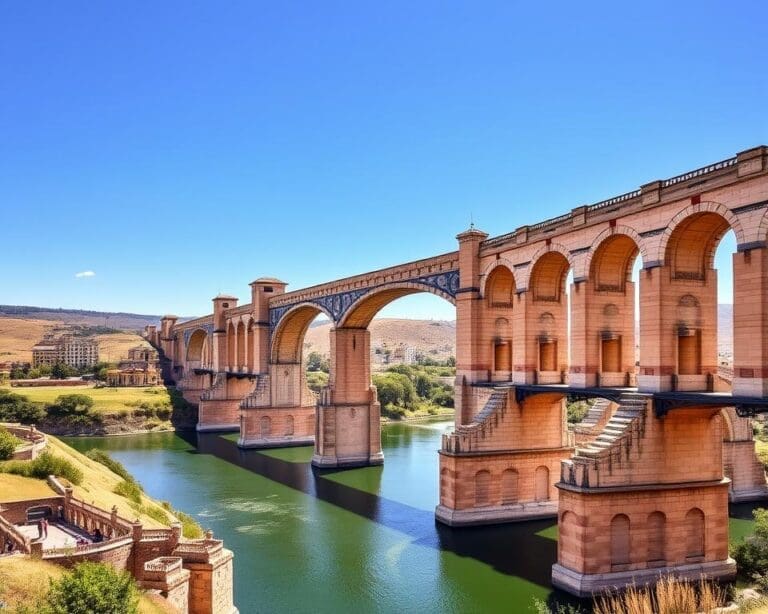 De brug van Alcántara Spanje: Romeinse architectuur en historie