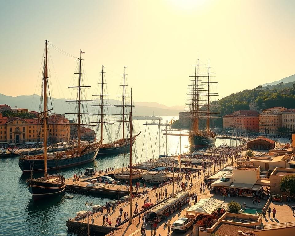 De historische haven Genua: Zeeschepen en Italiaanse sfeer