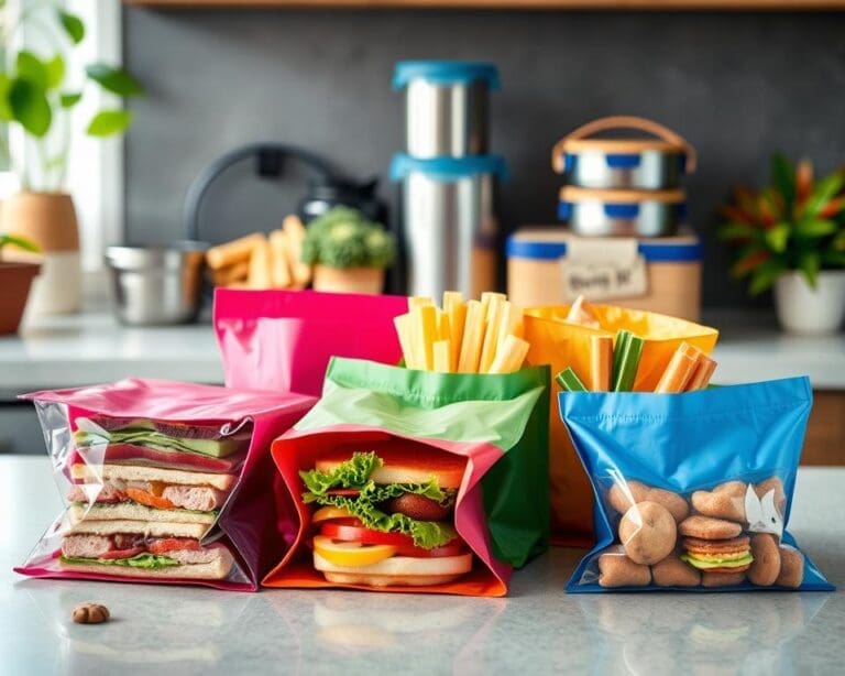 Herbruikbare boterhamzakjes voor dagelijkse lunch zonder afval