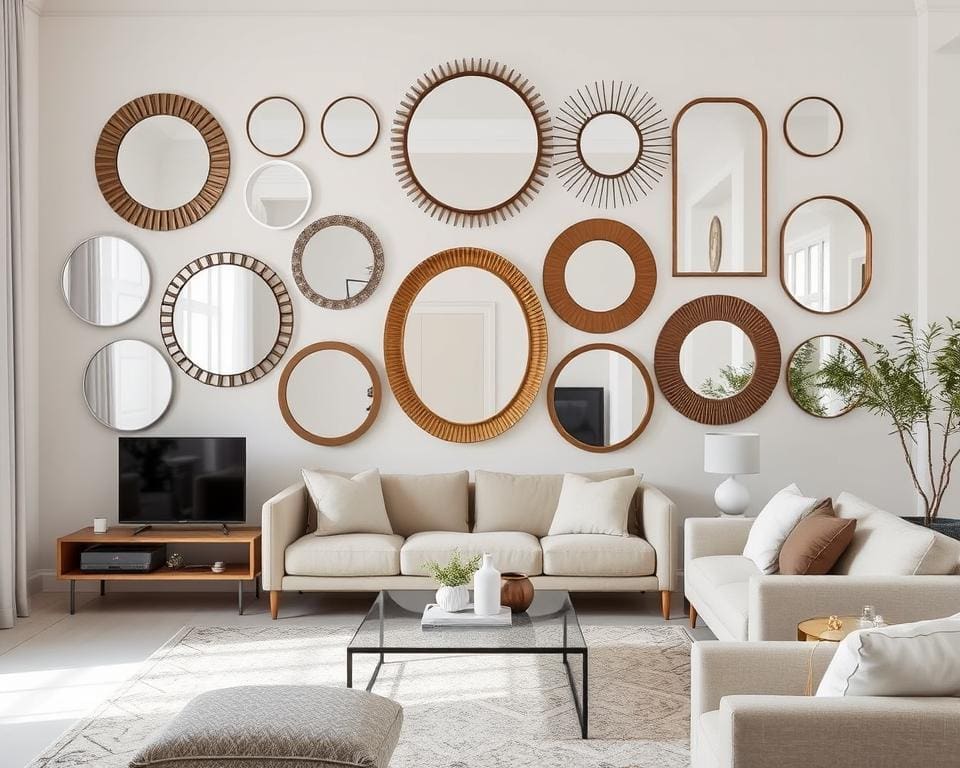 wanddecoratie met spiegels