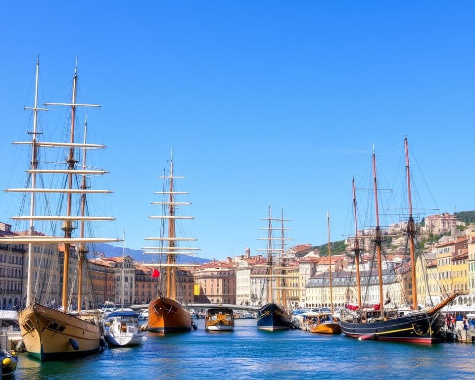 zeeschepen in de havenstad Genua