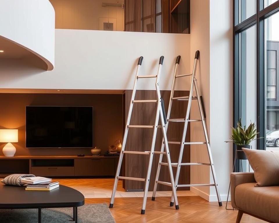 Opklapbare ladders voor compacte opslag in huis