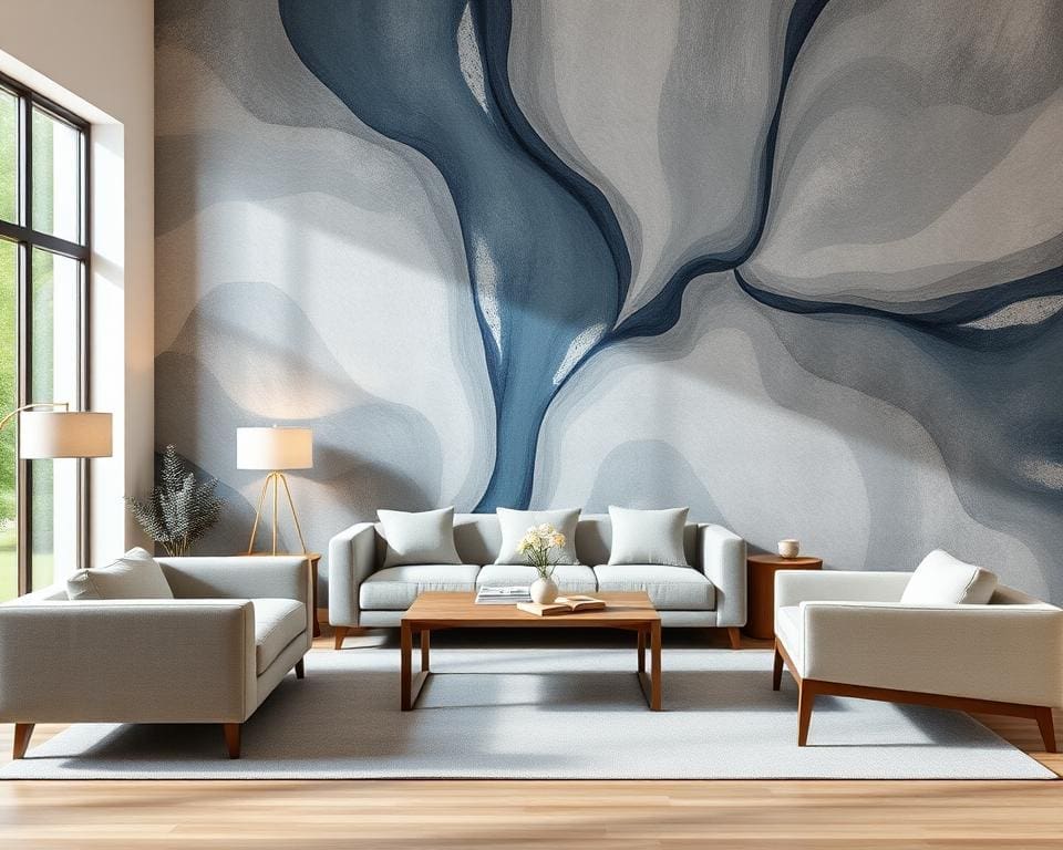 Arte behang met moderne meubels